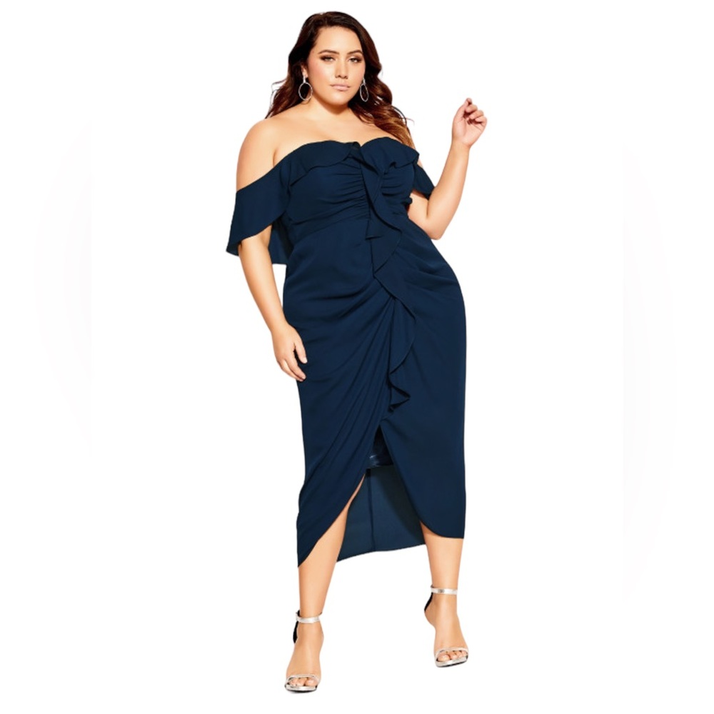 CITY CHIC Va Va Voom Dress - navy